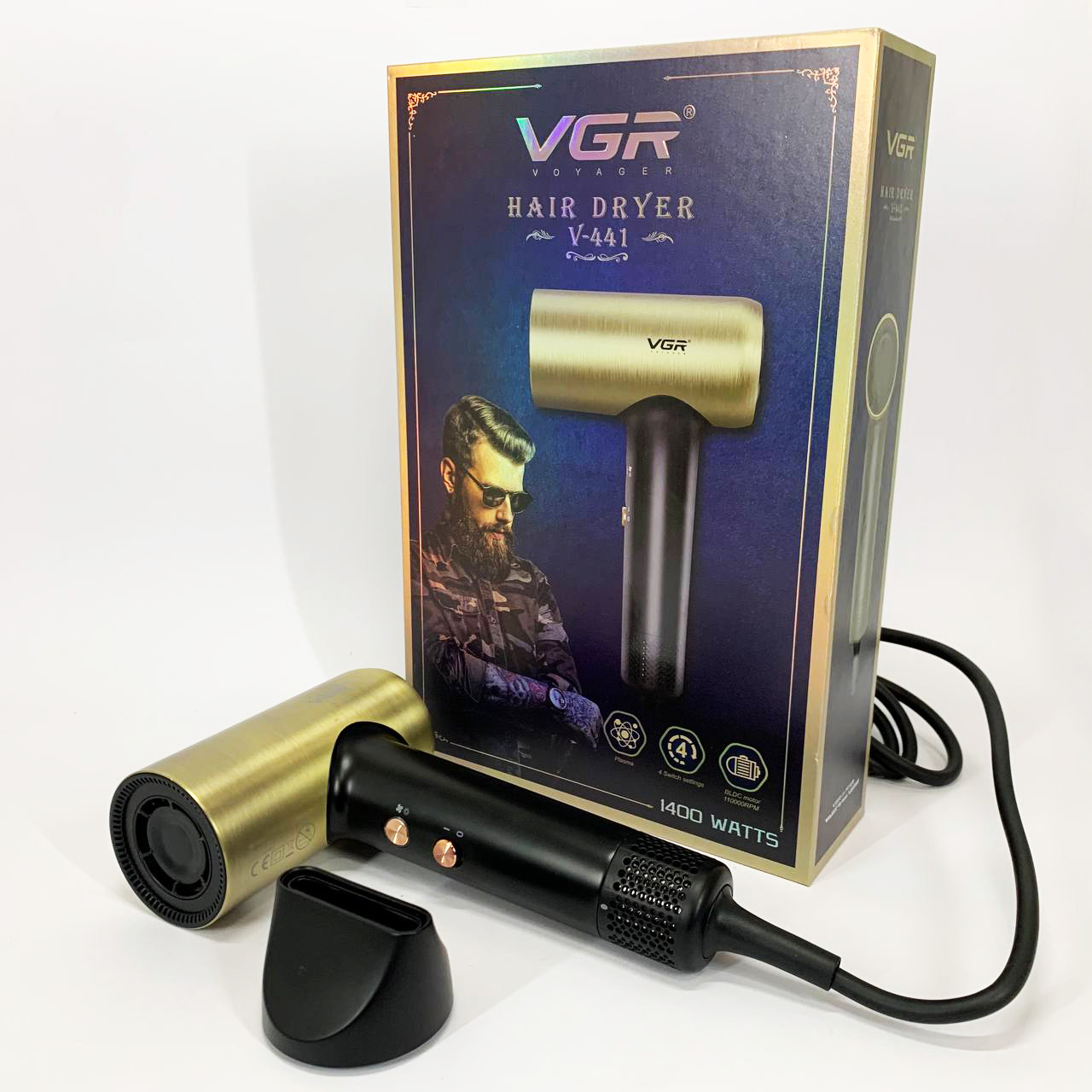 Фен профессиональный VGR V-441 с 3 уровнями обдува и 4 уровнями температуры