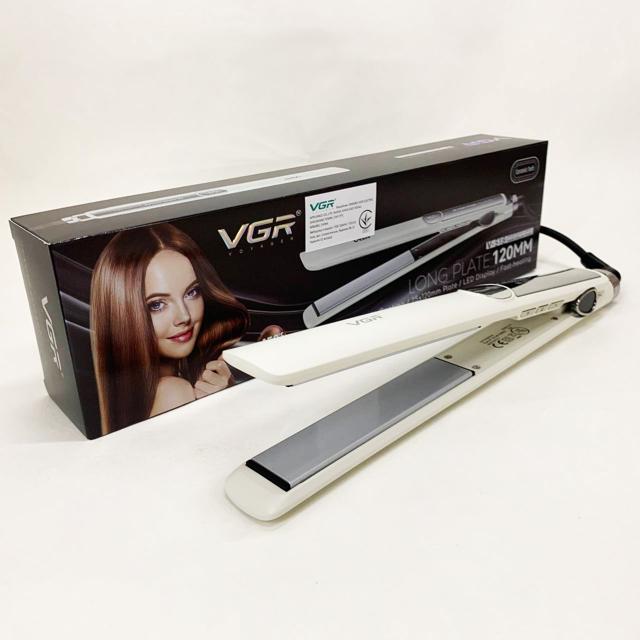 Плойка для волос VGR V-518 WHITE выпрямитель с керамическими пластинами