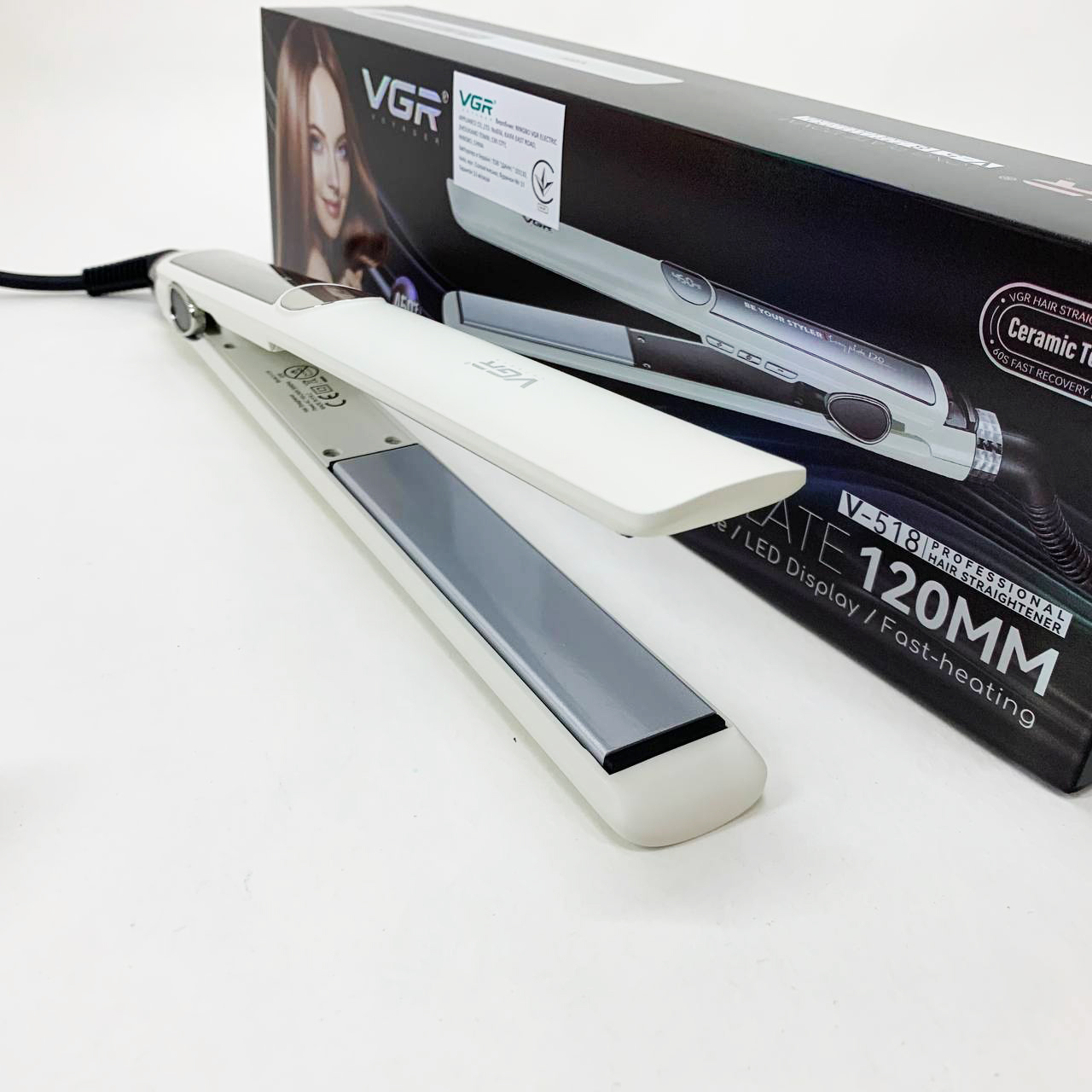 Плойка для волос VGR V-518 WHITE выпрямитель с керамическими пластинами