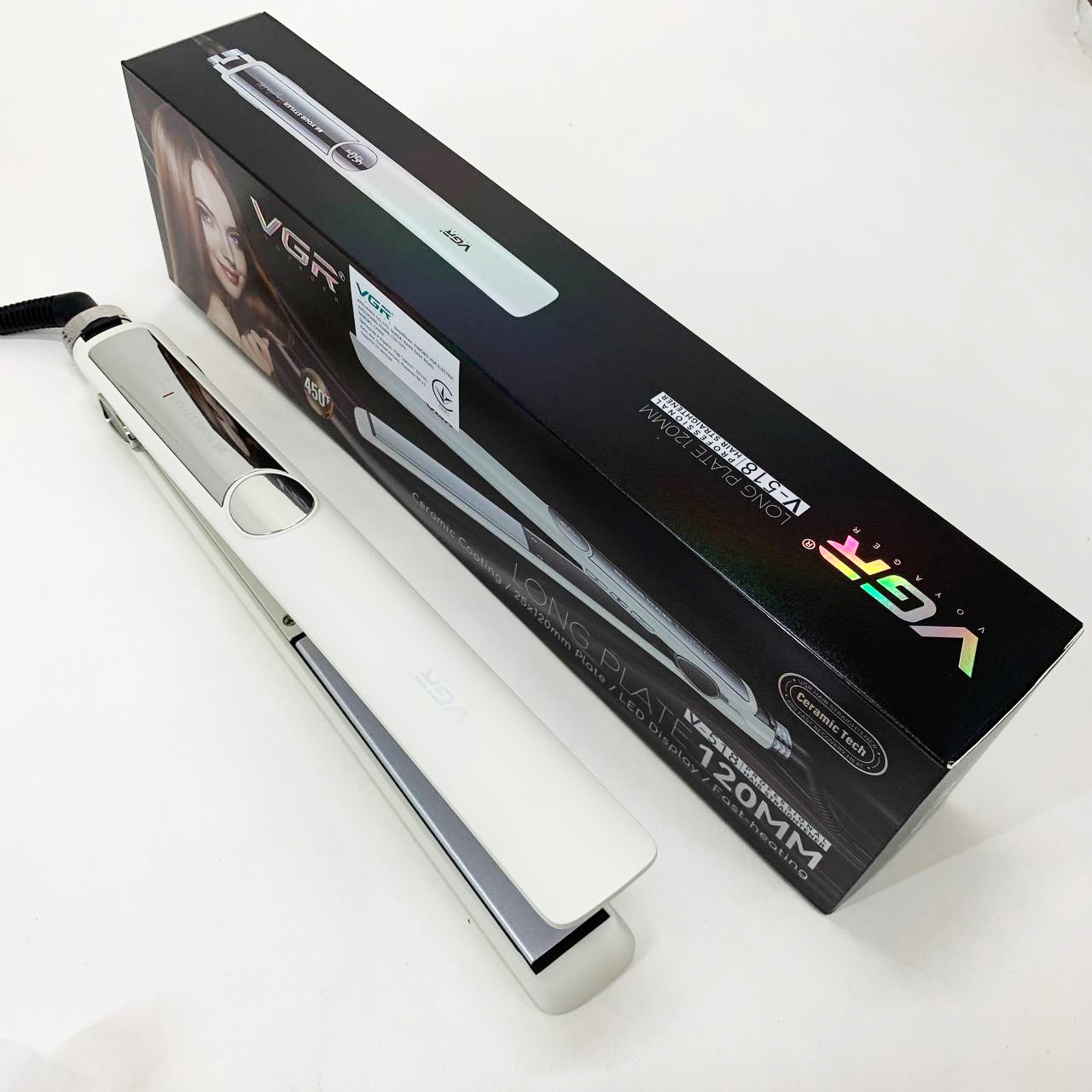 Плойка для волос VGR V-518 WHITE выпрямитель с керамическими пластинами