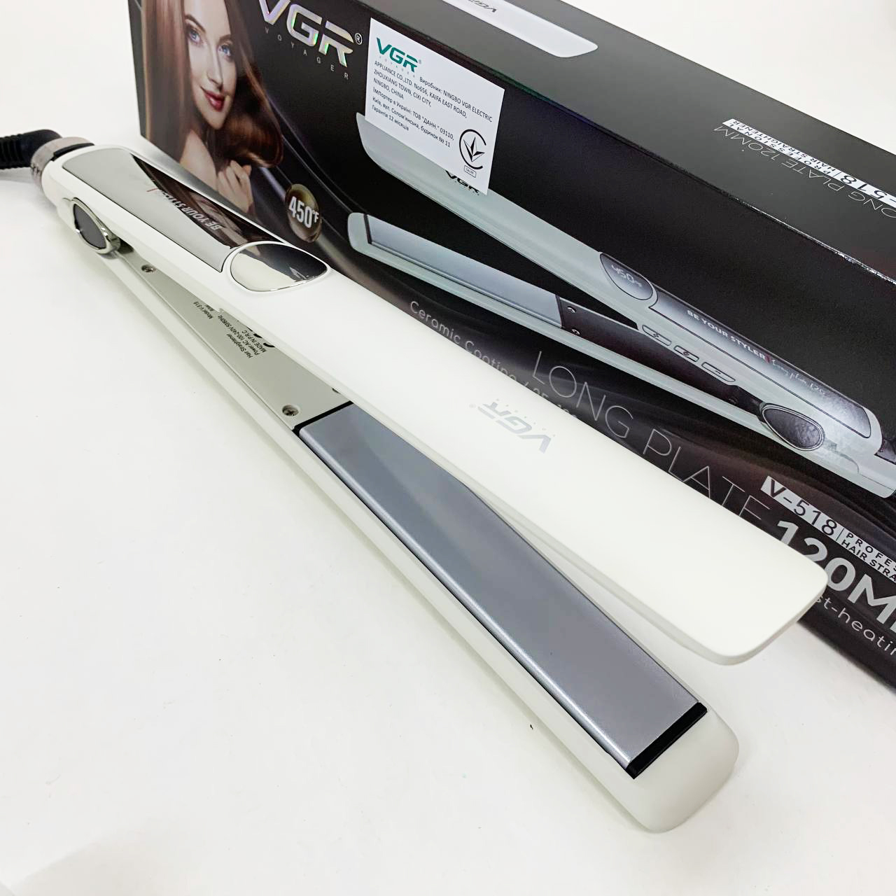 Плойка для волос VGR V-518 WHITE выпрямитель с керамическими пластинами