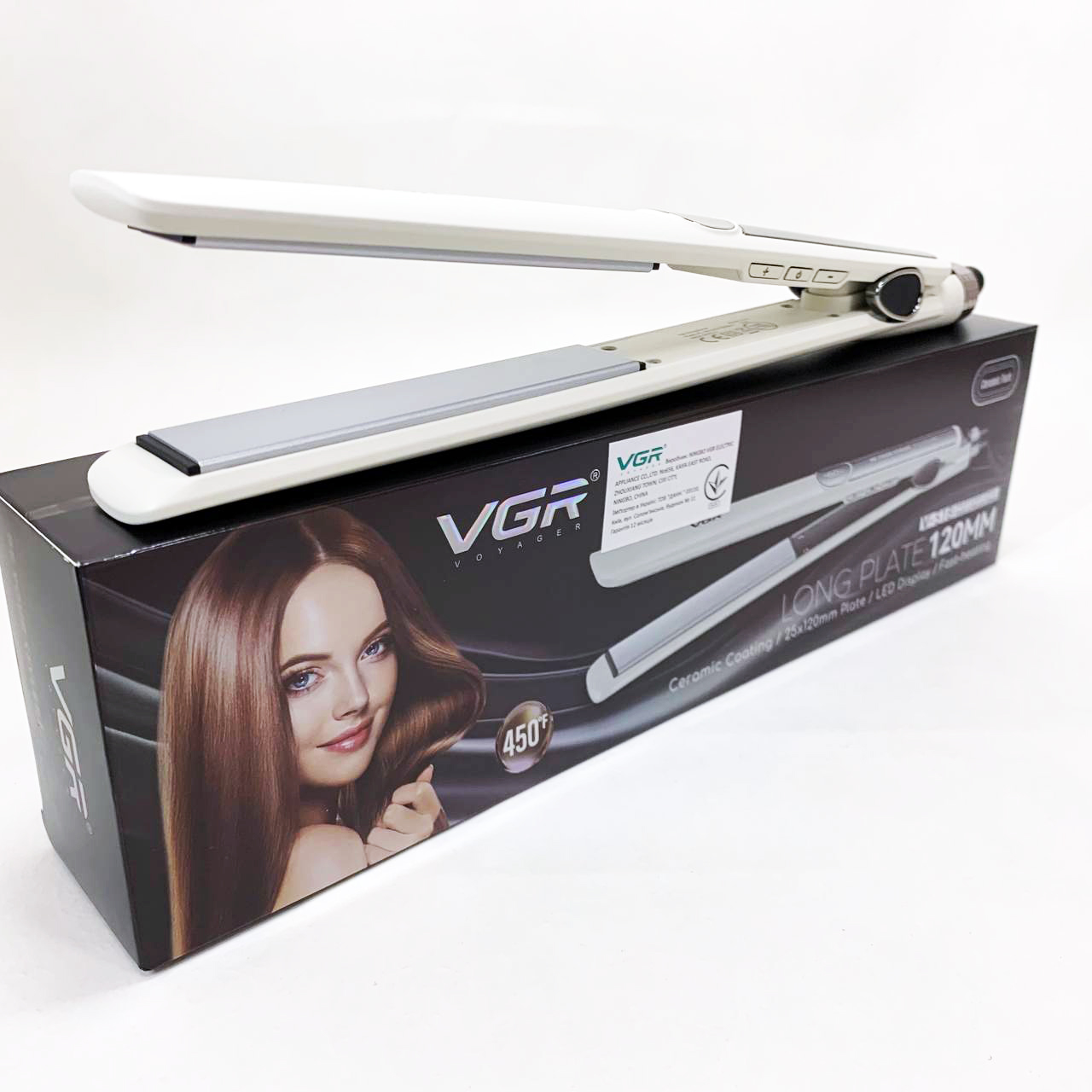 Плойка для волос VGR V-518 WHITE выпрямитель с керамическими пластинами