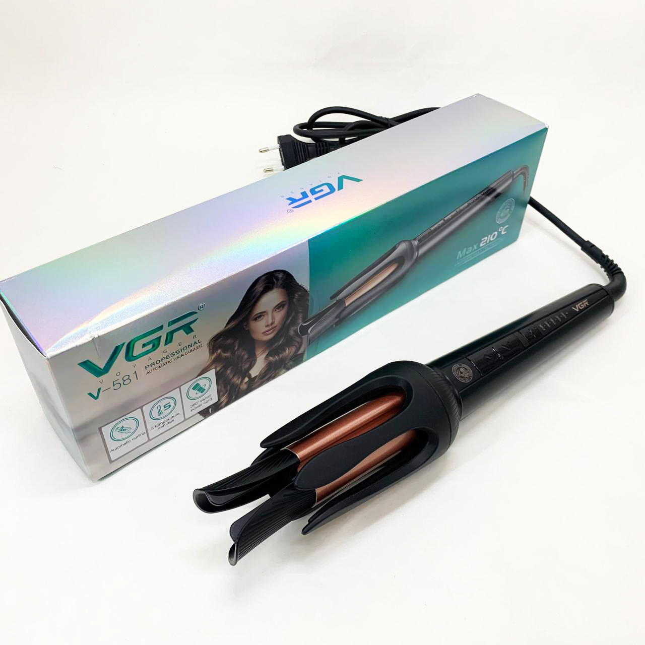 Плойка VGR V-581, температура от 130°C до 210°C, керамическое покрытие, LED дисплей, 45 Вт