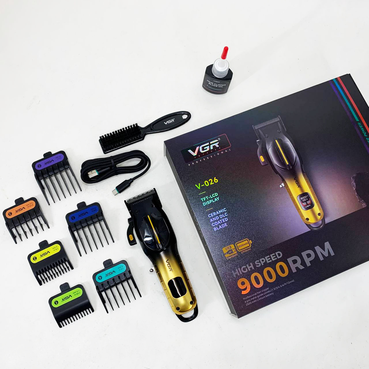 Аккумуляторная машинка для стрижки VGR V-026 GOLD. Цвет: золотой