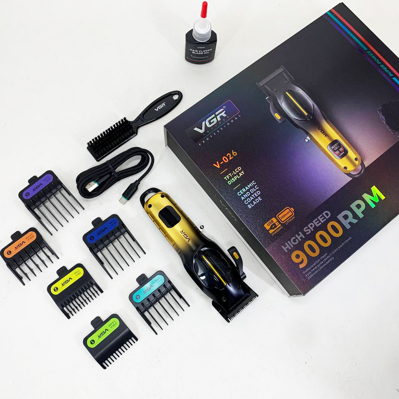 Аккумуляторная машинка для стрижки VGR V-026 GOLD. Цвет: золотой