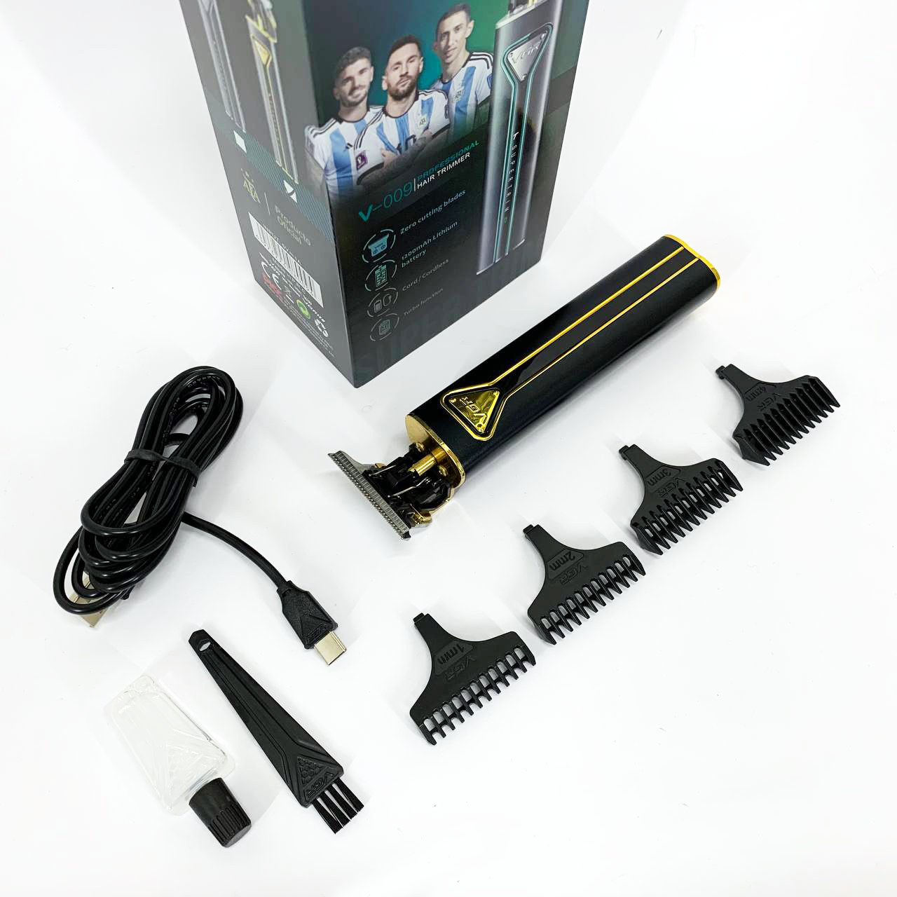 Профессиональная аккумуляторная машинка для стрижки VGR V-009 триммер для бороды и усов. Цвет: золотой