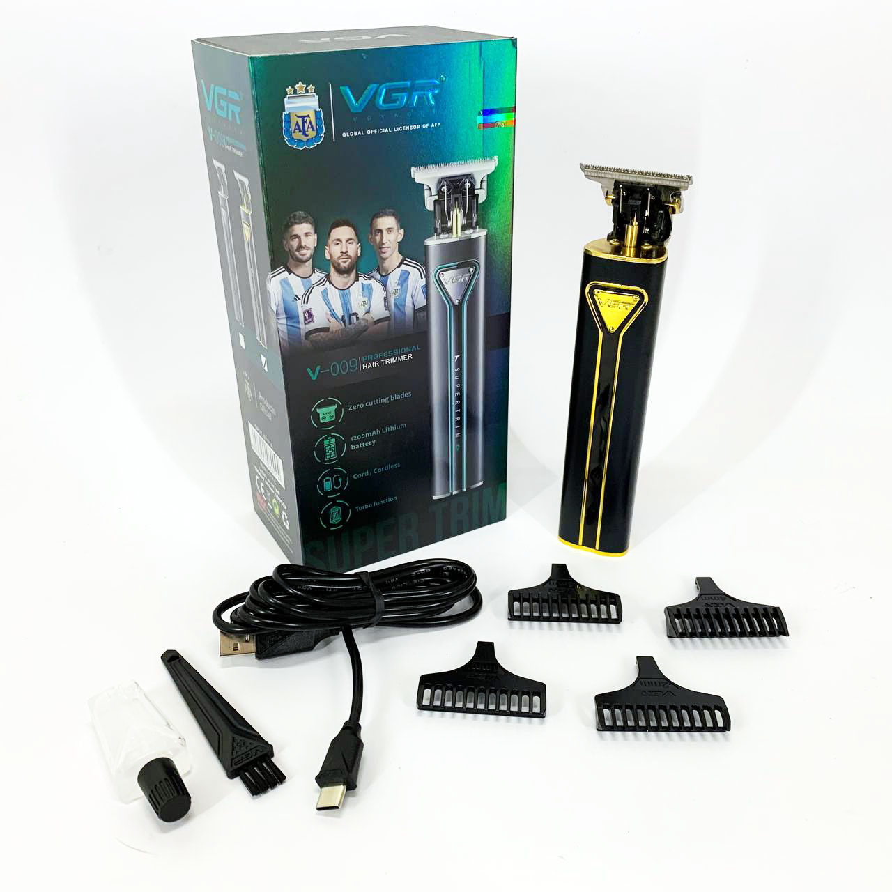 Профессиональная аккумуляторная машинка для стрижки VGR V-009 триммер для бороды и усов. Цвет: золотой