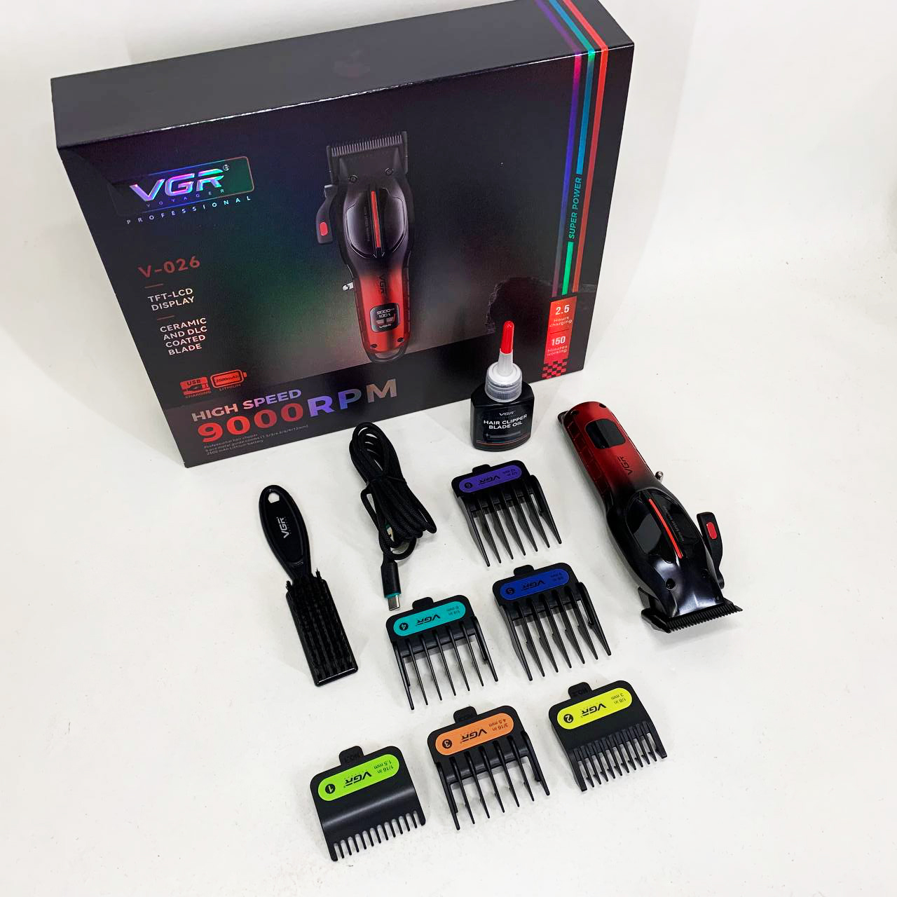 Аккумуляторная машинка для стрижки VGR V-026 RED. Цвет: красный