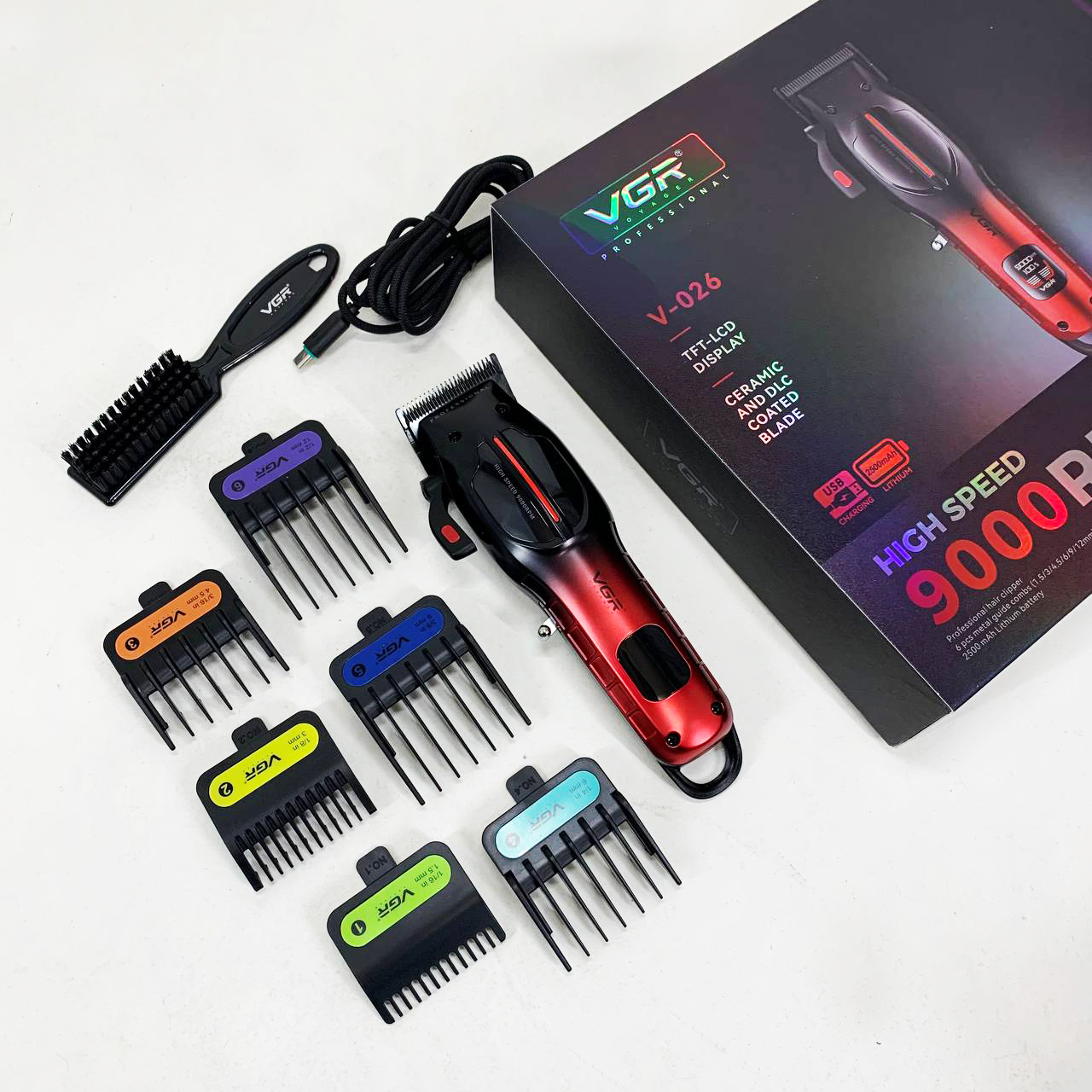Аккумуляторная машинка для стрижки VGR V-026 RED. Цвет: красный