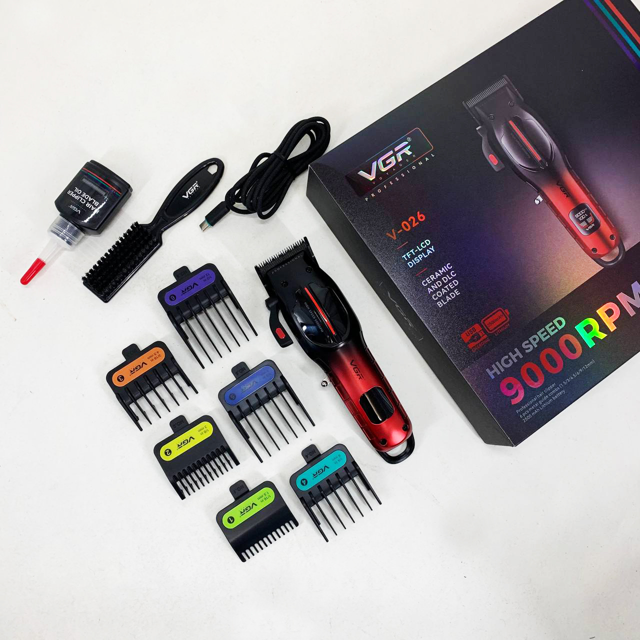 Аккумуляторная машинка для стрижки VGR V-026 RED. Цвет: красный