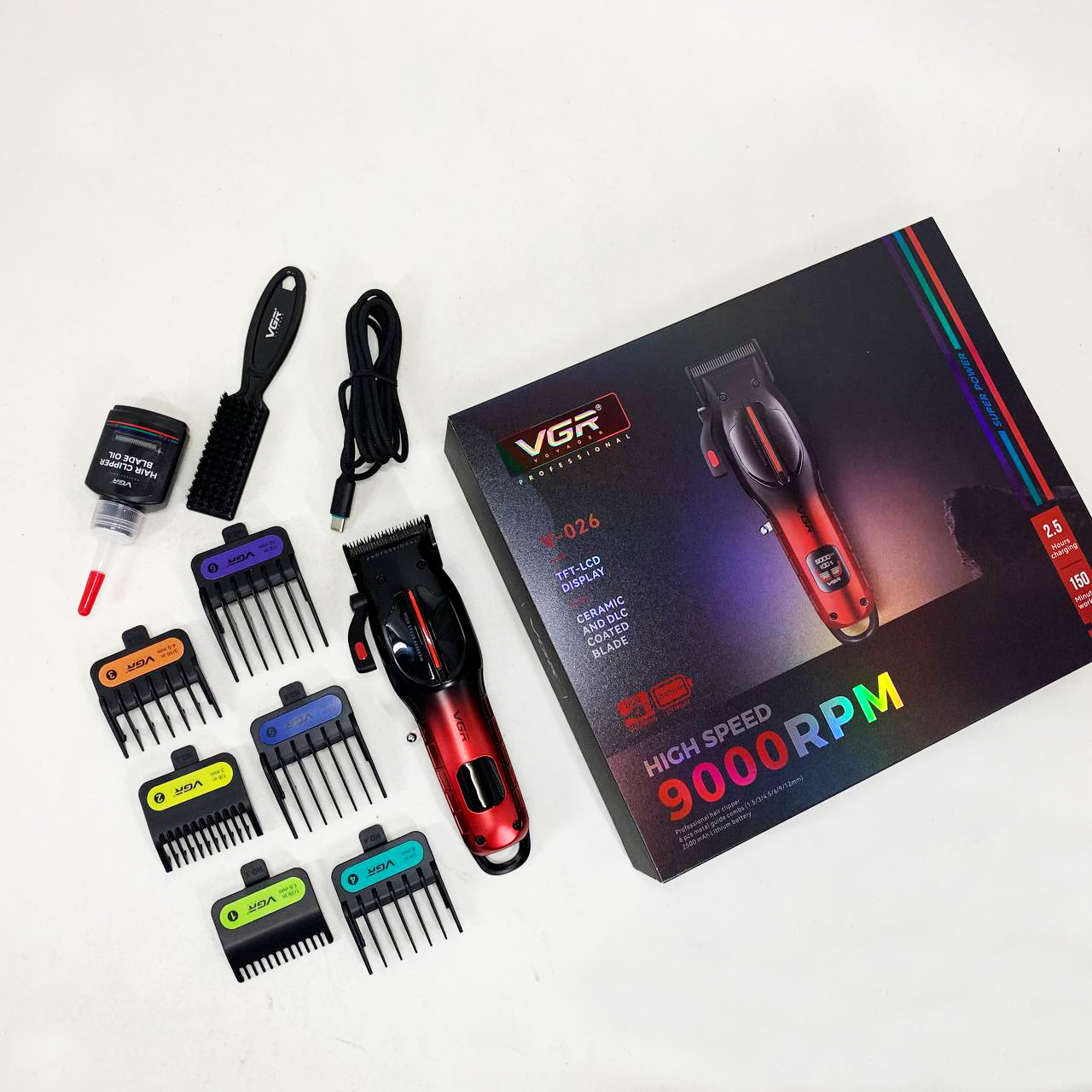 Аккумуляторная машинка для стрижки VGR V-026 RED. Цвет: красный