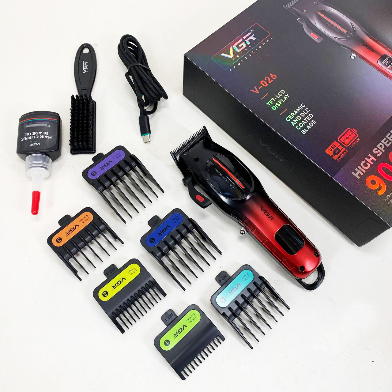 Аккумуляторная машинка для стрижки VGR V-026 RED. Цвет: красный