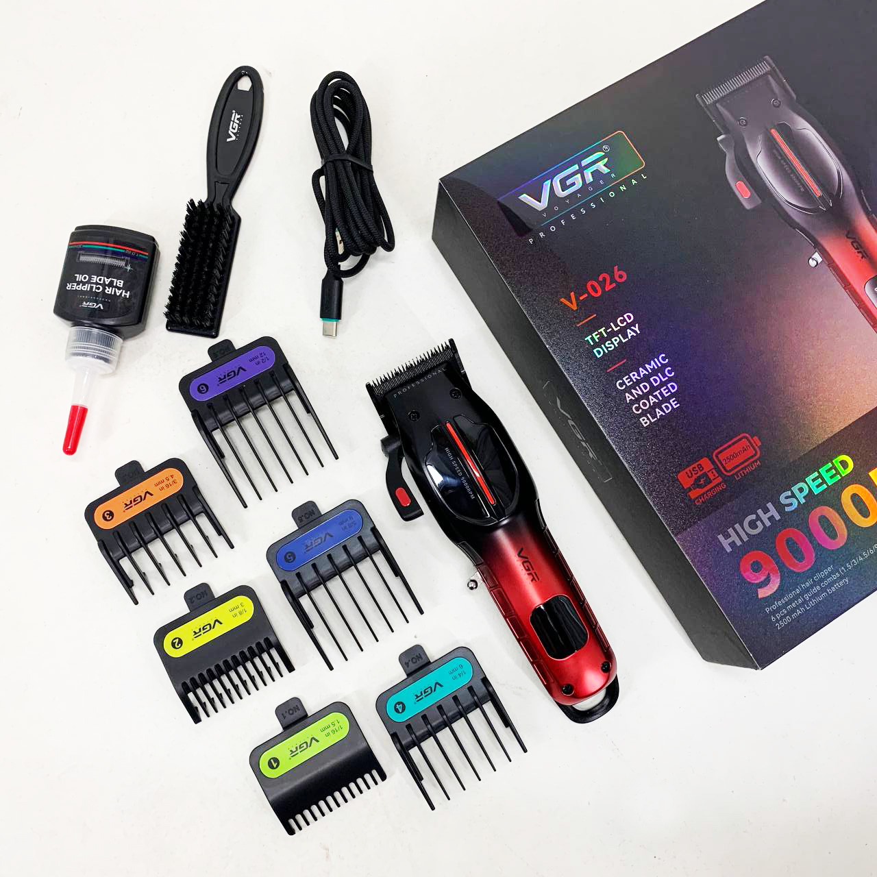 Аккумуляторная машинка для стрижки VGR V-026 RED. Цвет: красный