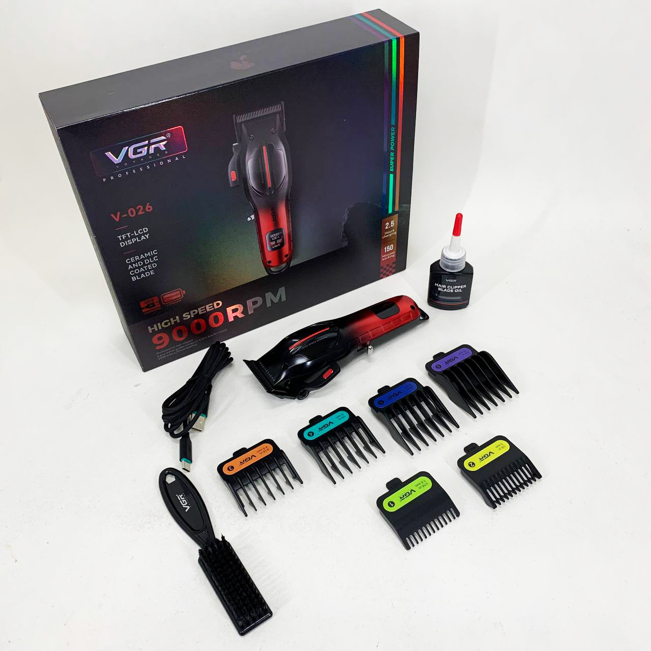 Аккумуляторная машинка для стрижки VGR V-026 RED. Цвет: красный