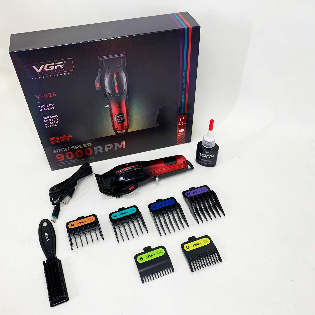 Аккумуляторная машинка для стрижки VGR V-026 RED. Цвет: красный