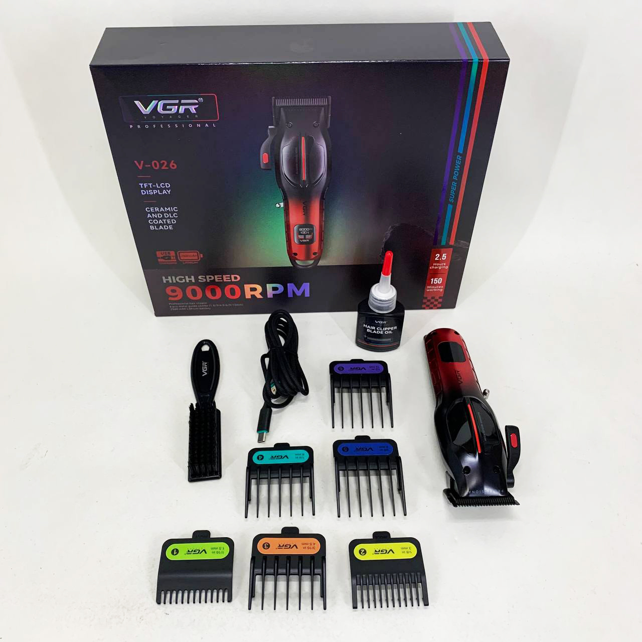 Аккумуляторная машинка для стрижки VGR V-026 RED. Цвет: красный