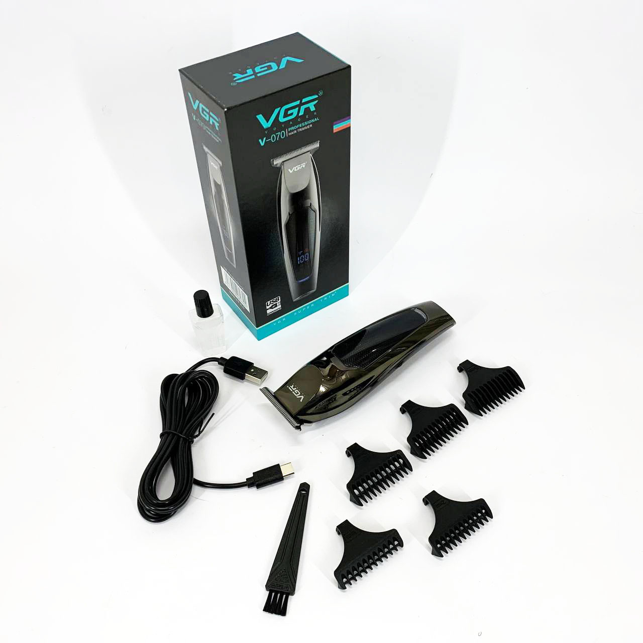 Машинка для стрижки волос VGR V-070 Триммер аккумуляторный с USB и индикатором зарядки