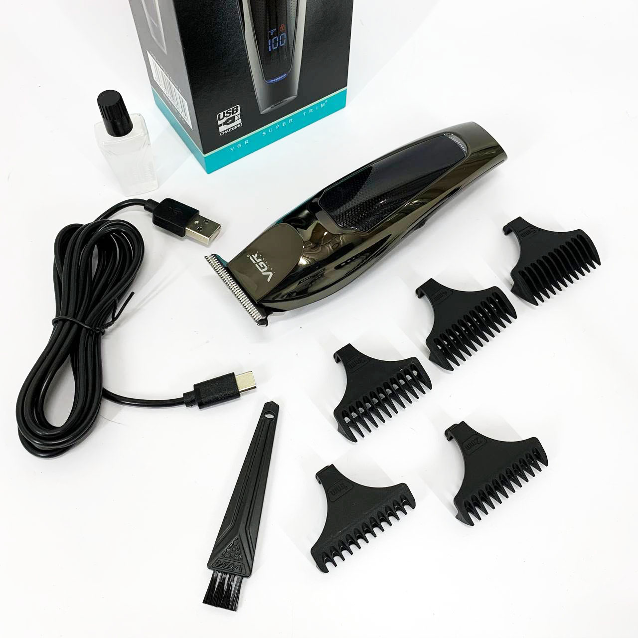 Машинка для стрижки волос VGR V-070 Триммер аккумуляторный с USB и индикатором зарядки