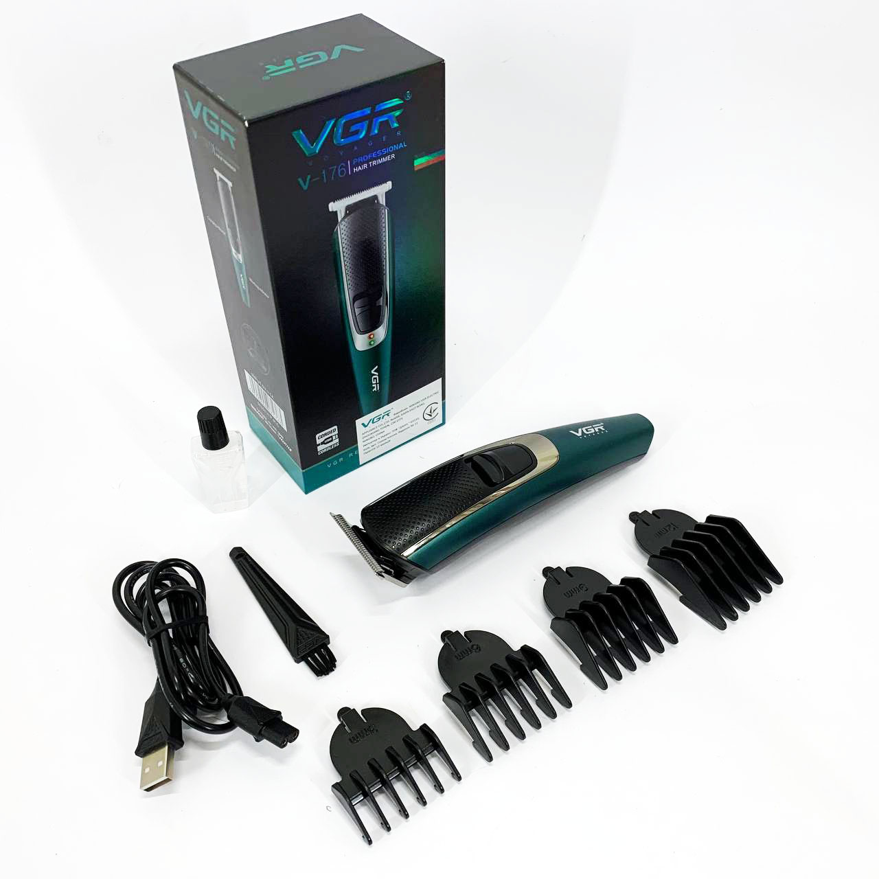 Триммер для бороды и волос VGR V-176 от USB, Профессиональный триммер для стрижки