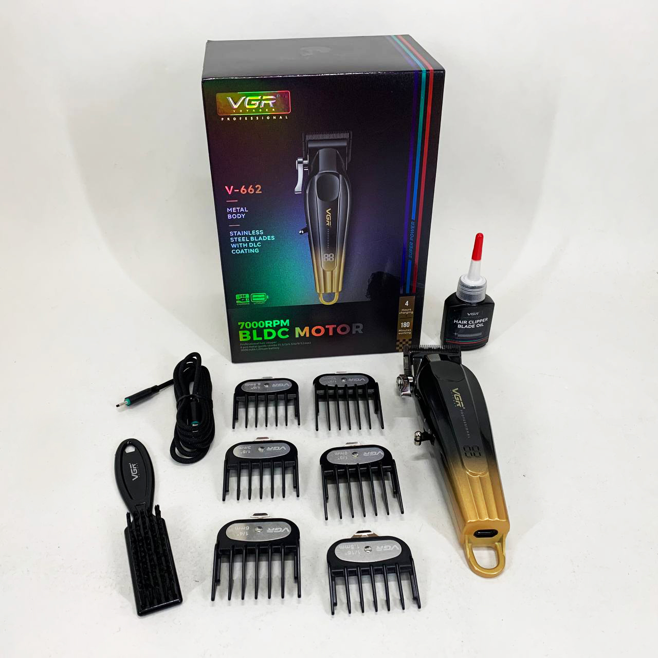 Аккумуляторная машинка для стрижки VGR V-662. Цвет: золотой