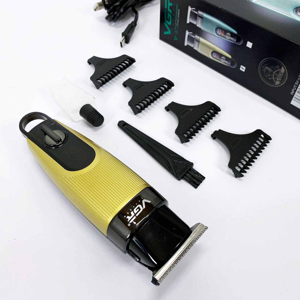 Машинка для стрижки волос VGR V-975 триммер для бороды и усов. Цвет: золотой