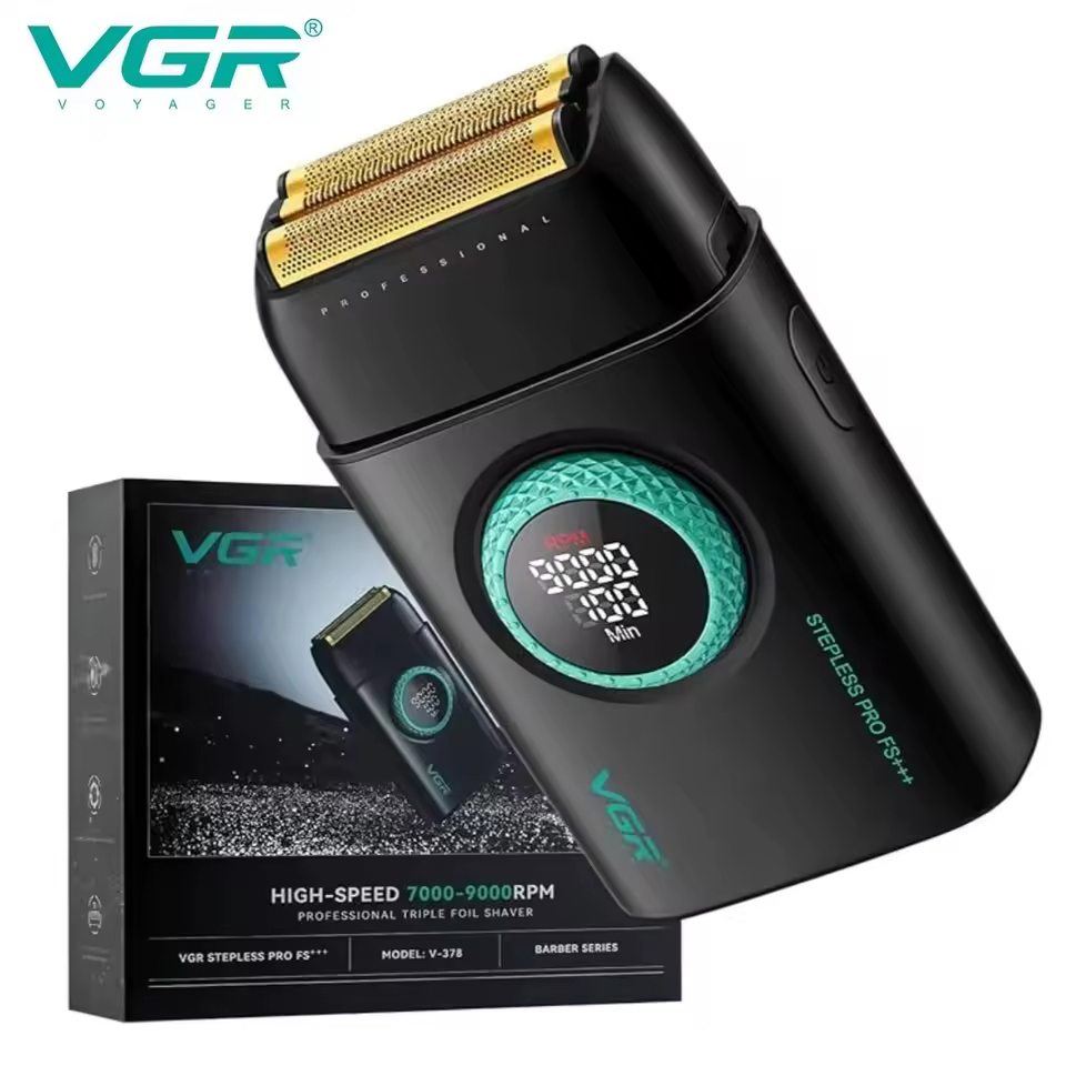 Электробритва VGR V-378 BLACK шейвер, двойное лезвие, регулировка мощности 7000-9000 RPM. Цвет: черный