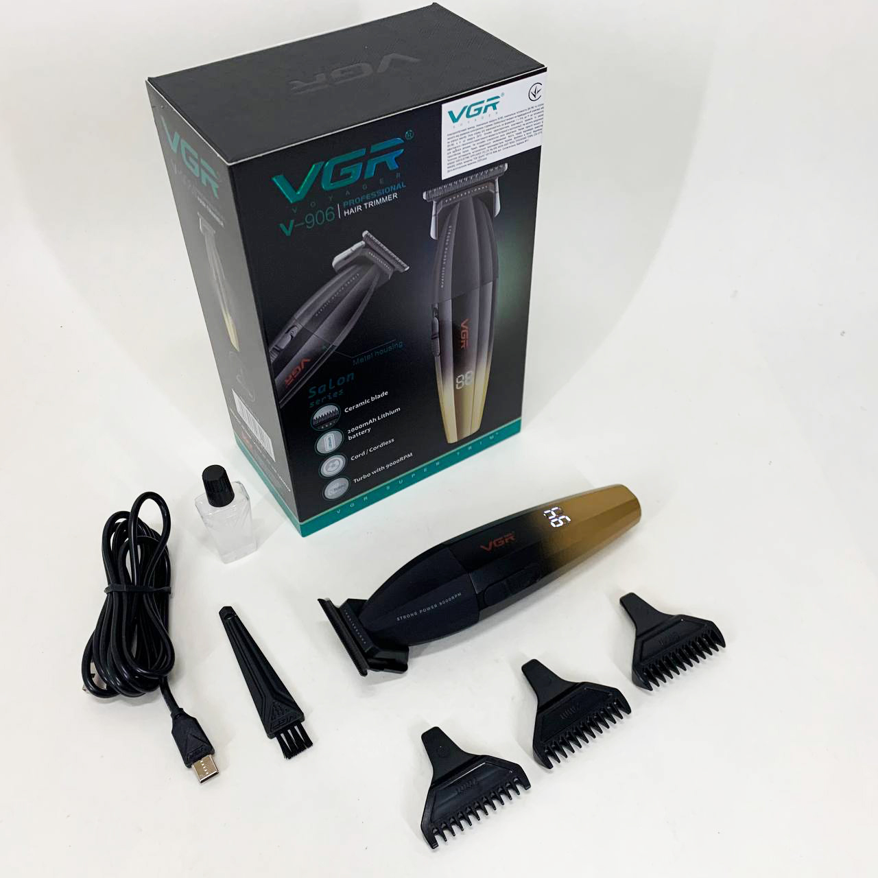 Машинка для стрижки волос VGR V-906 триммер для окантовки и стрижки бороды. Цвет: желтый