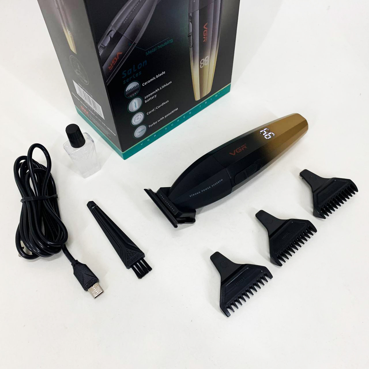 Машинка для стрижки волос VGR V-906 триммер для окантовки и стрижки бороды. Цвет: желтый