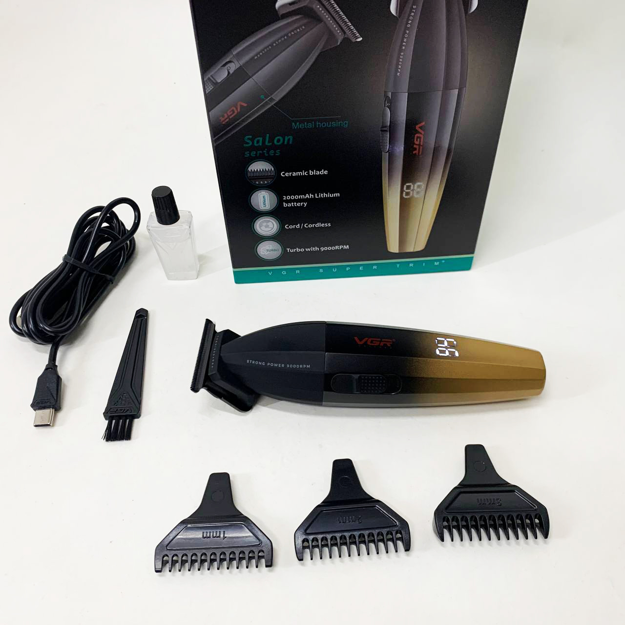 Машинка для стрижки волос VGR V-906 триммер для окантовки и стрижки бороды. Цвет: желтый