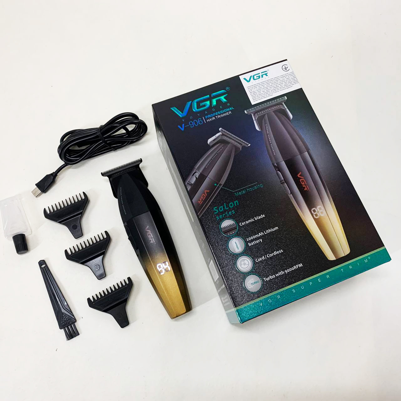 Машинка для стрижки волос VGR V-906 триммер для окантовки и стрижки бороды. Цвет: желтый