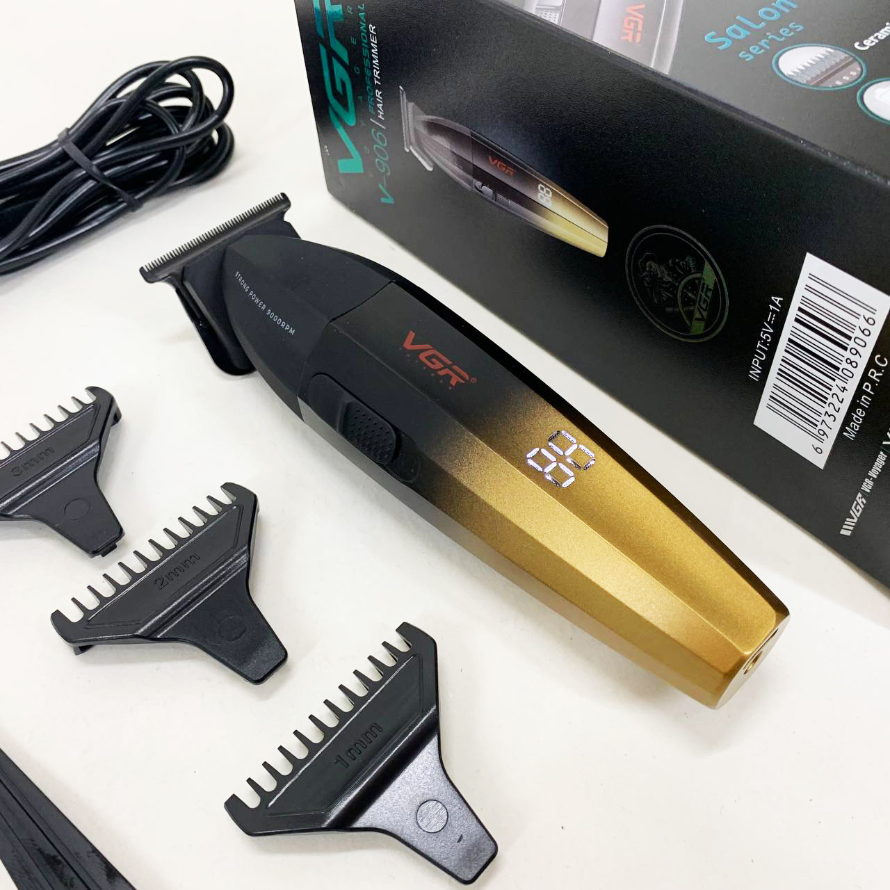 Машинка для стрижки волос VGR V-906 триммер для окантовки и стрижки бороды. Цвет: желтый
