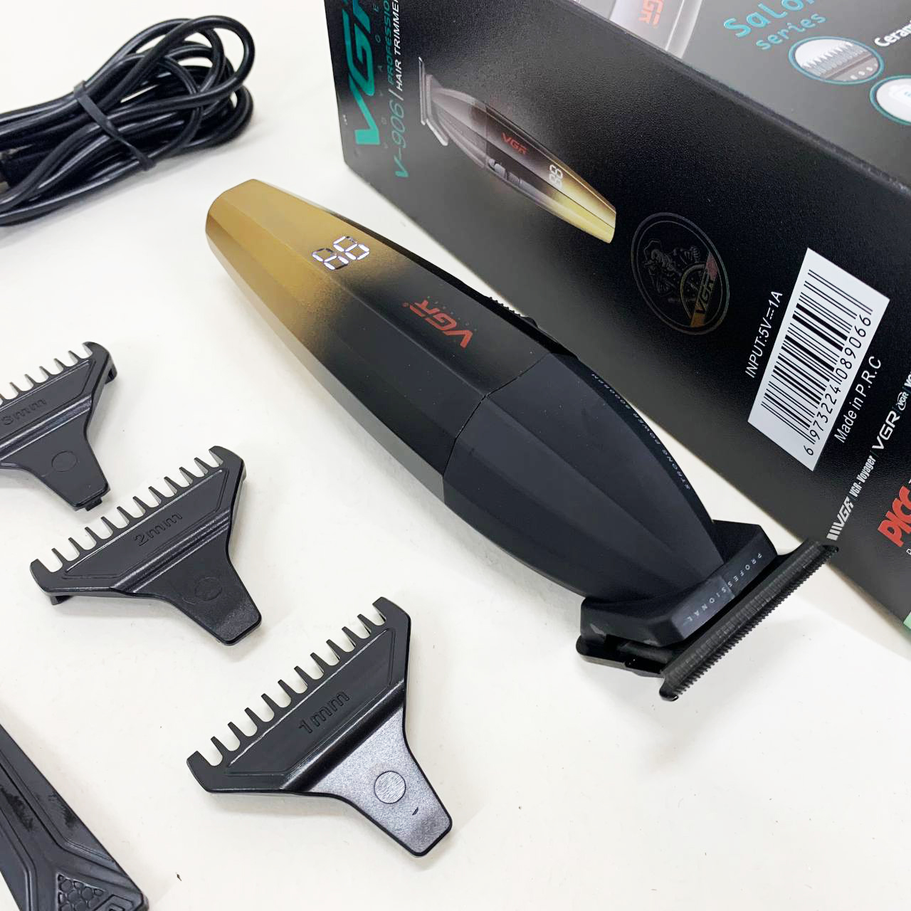 Машинка для стрижки волос VGR V-906 триммер для окантовки и стрижки бороды. Цвет: желтый