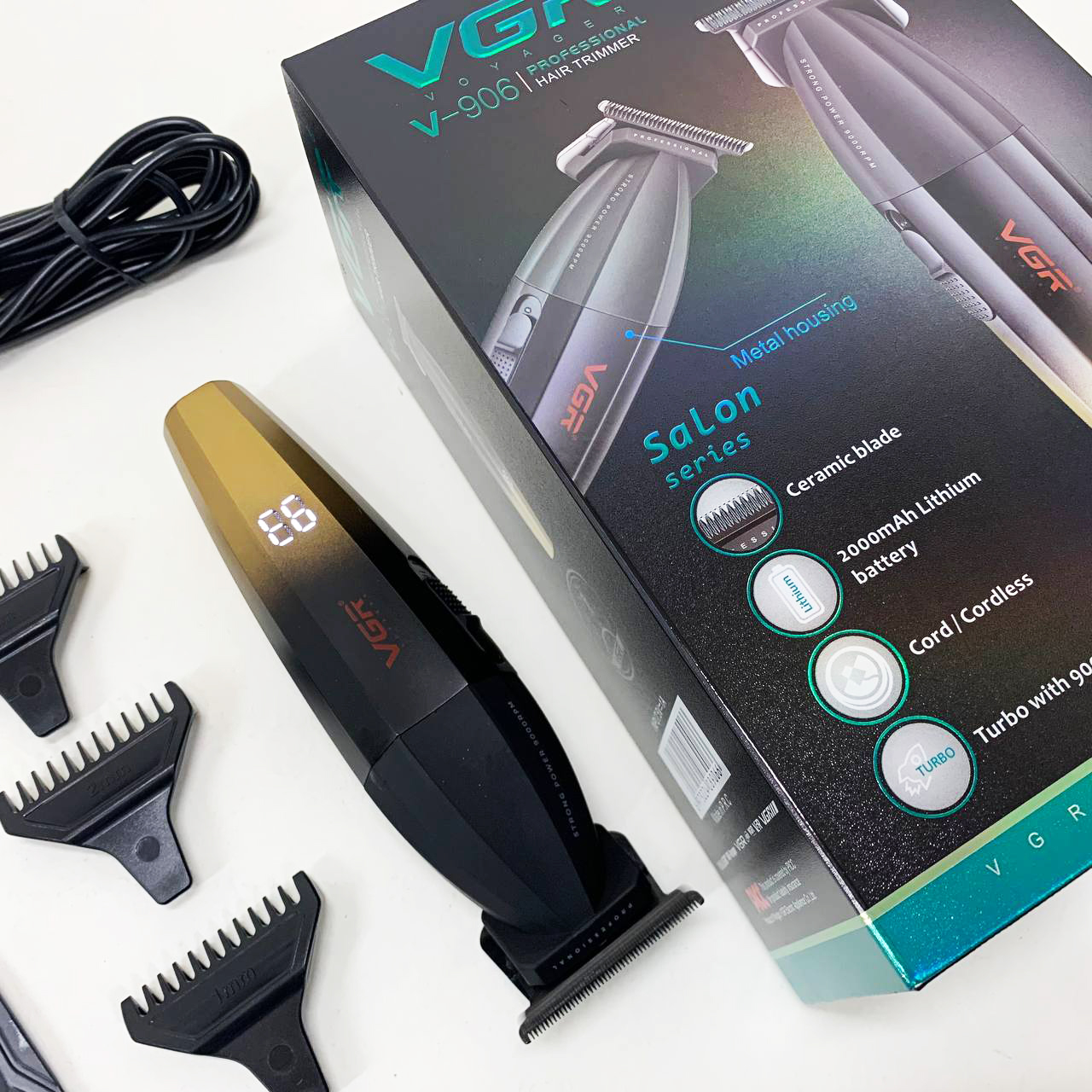 Машинка для стрижки волос VGR V-906 триммер для окантовки и стрижки бороды. Цвет: желтый