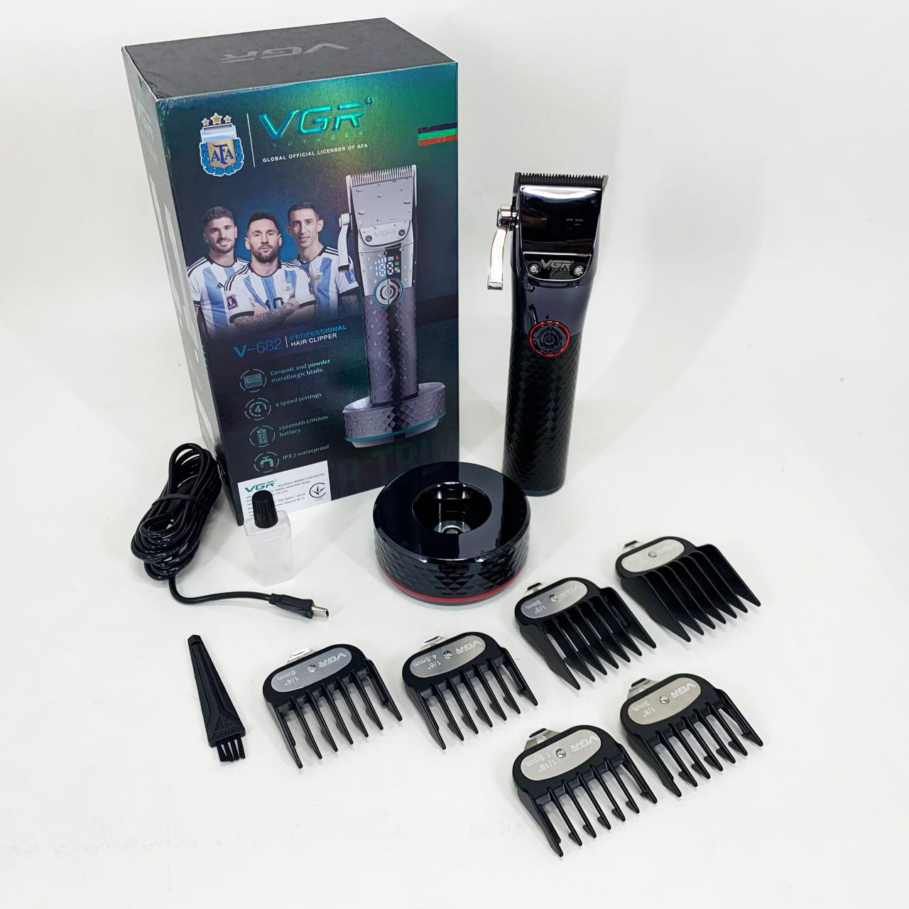Профессиональная беспроводная машинка для стрижки VGR V-682 RED триммер для волос