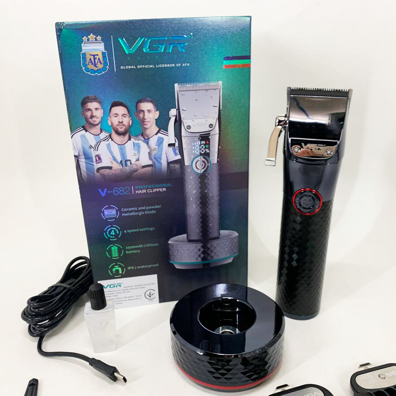 Профессиональная беспроводная машинка для стрижки VGR V-682 RED триммер для волос