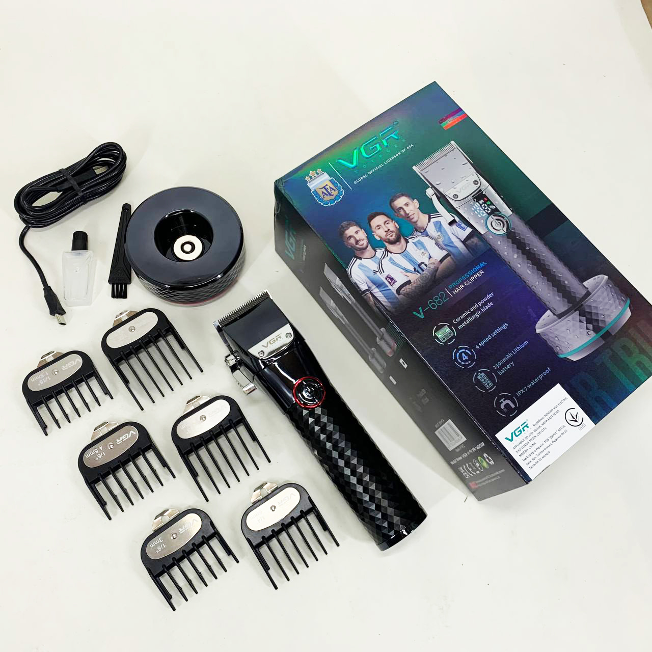 Профессиональная беспроводная машинка для стрижки VGR V-682 RED триммер для волос