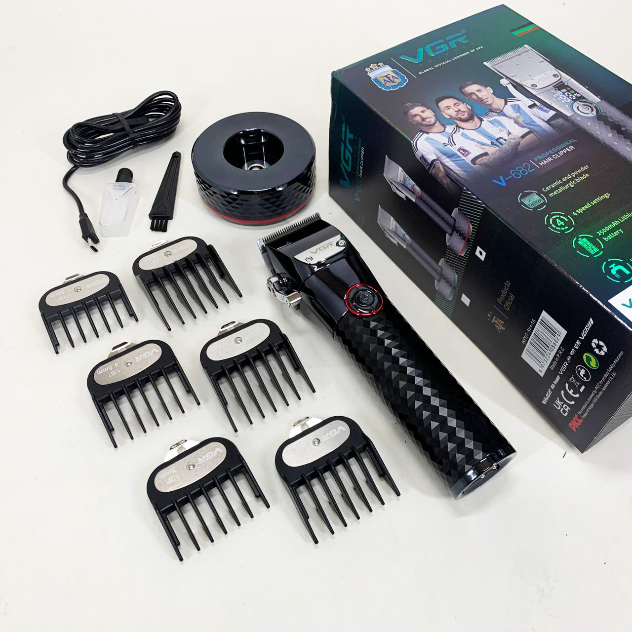 Профессиональная беспроводная машинка для стрижки VGR V-682 RED триммер для волос