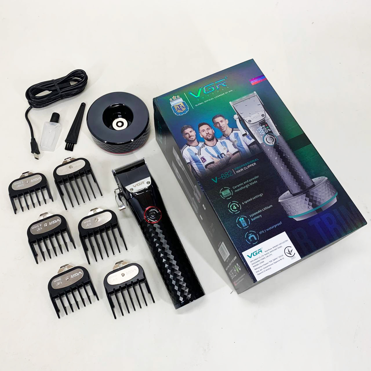 Профессиональная беспроводная машинка для стрижки VGR V-682 RED триммер для волос