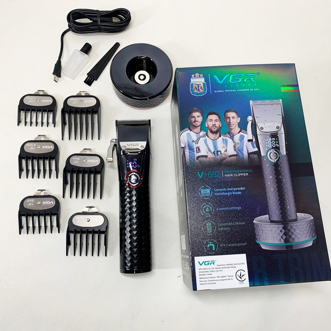 Профессиональная беспроводная машинка для стрижки VGR V-682 RED триммер для волос