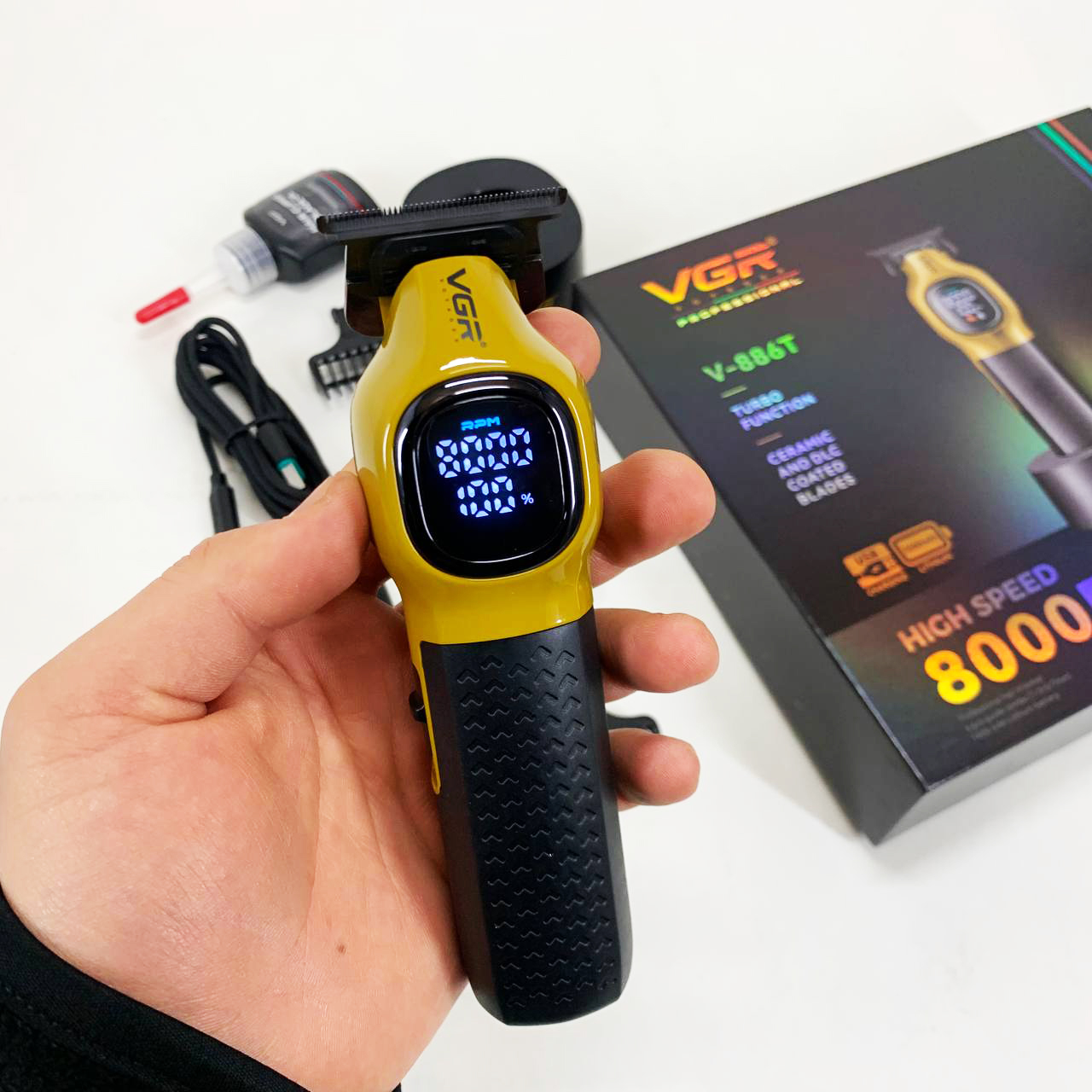 Триммер для стрижки волос VGR V-886T GOLD 8000RPM 4 насадки