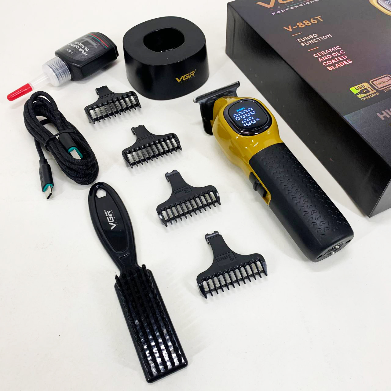 Триммер для стрижки волос VGR V-886T GOLD 8000RPM 4 насадки