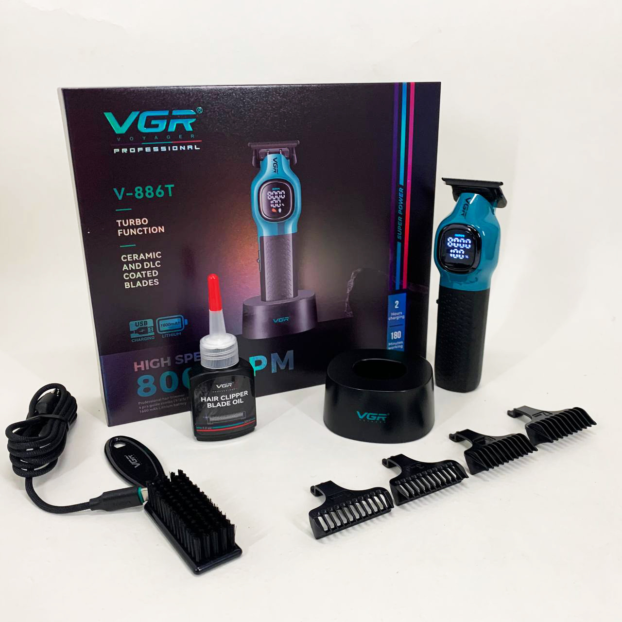 Триммер для стрижки волос VGR V-886T BLUE 8000RPM