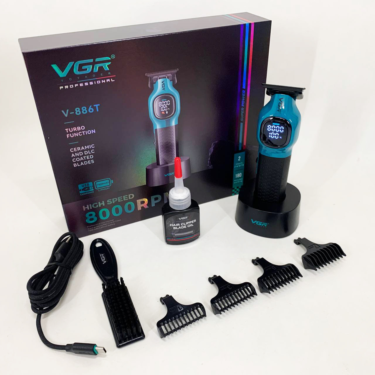 Триммер для стрижки волос VGR V-886T BLUE 8000RPM