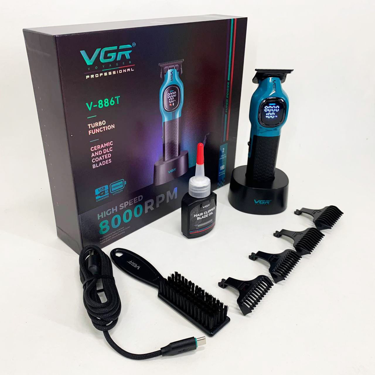 Триммер для стрижки волос VGR V-886T BLUE 8000RPM