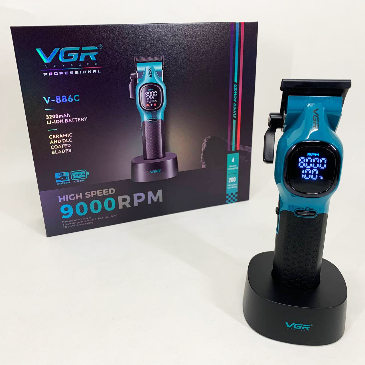 Машинка для стрижки аккумуляторная VGR V-886C BLUE