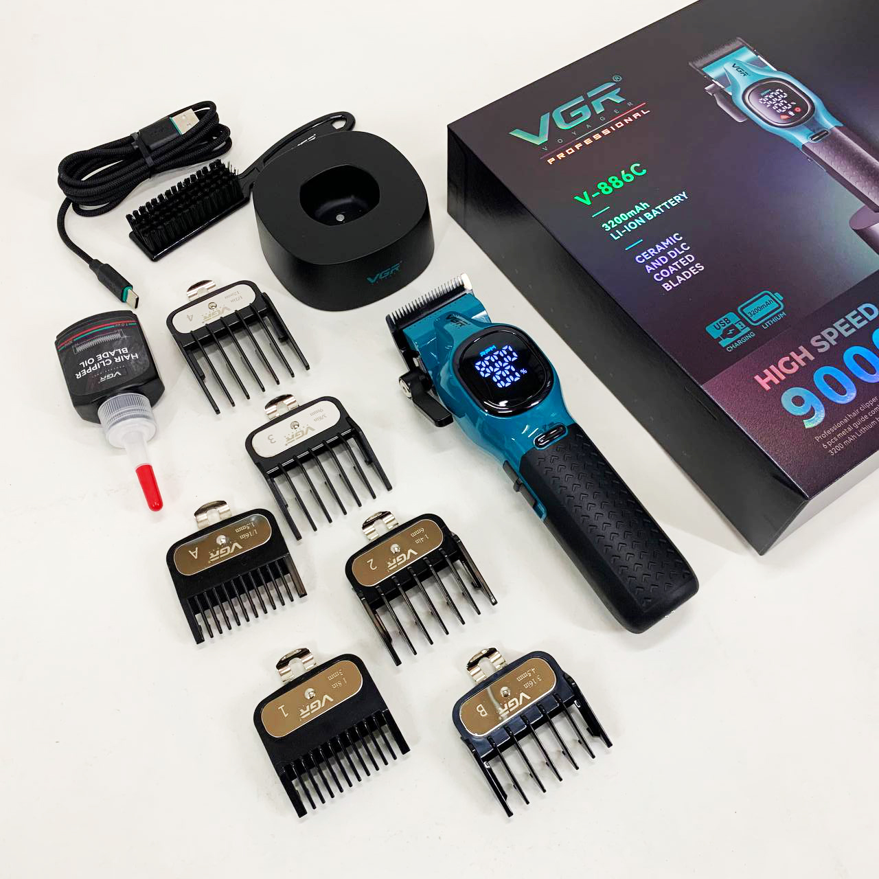 Машинка для стрижки аккумуляторная VGR V-886C BLUE