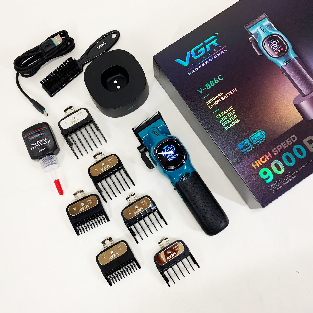 Машинка для стрижки аккумуляторная VGR V-886C BLUE