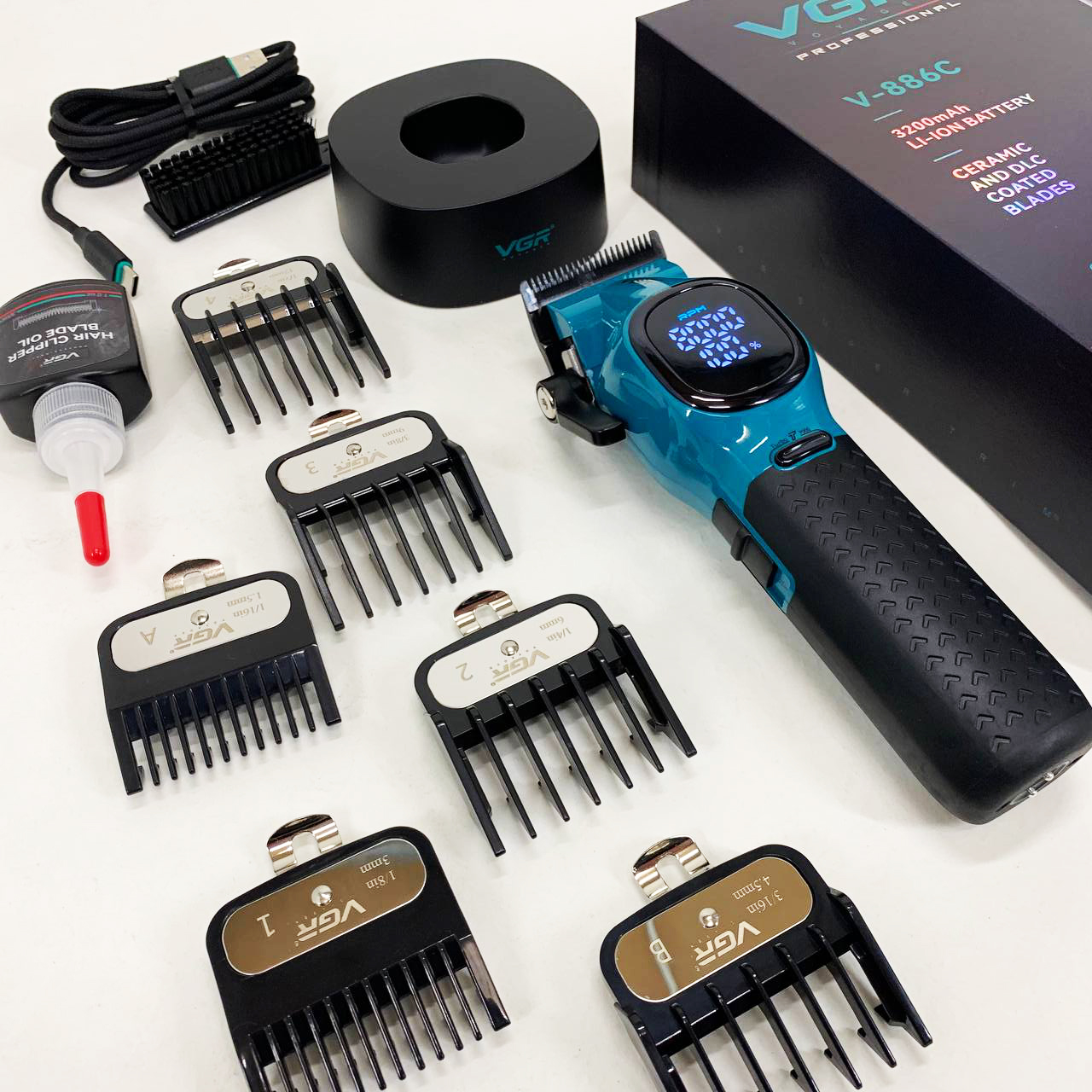 Машинка для стрижки аккумуляторная VGR V-886C BLUE