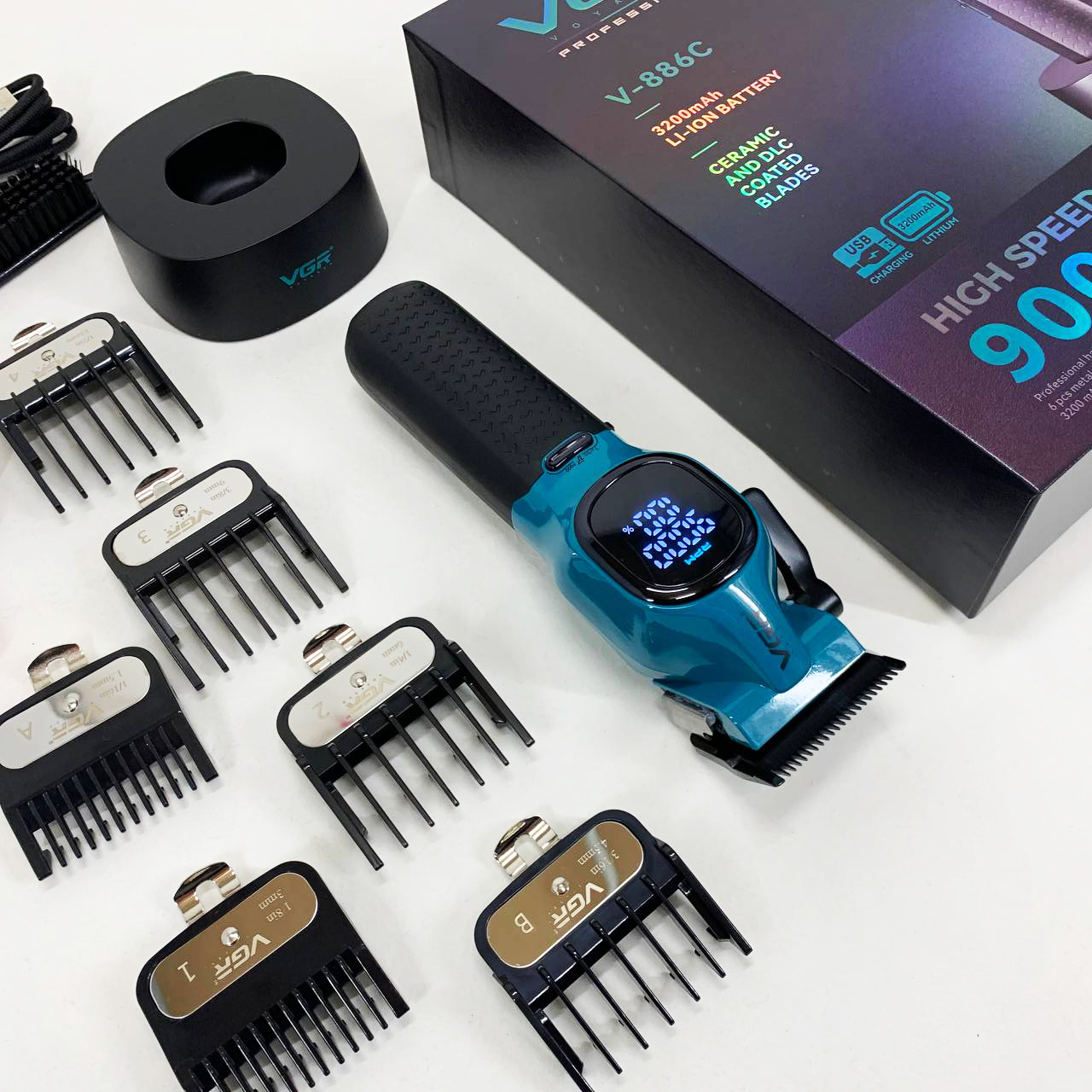 Машинка для стрижки аккумуляторная VGR V-886C BLUE