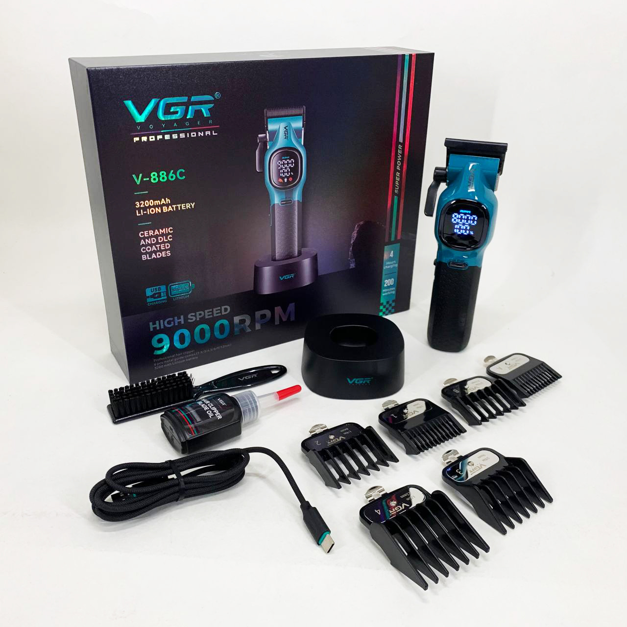 Машинка для стрижки аккумуляторная VGR V-886C BLUE